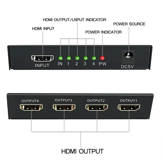 1080P 4 Port Hdmi Splitter Adapter