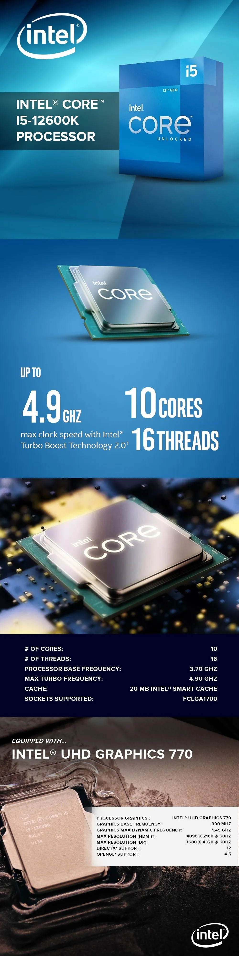 12th Generation Intel Core I5-12600K 3.70GHz CPU