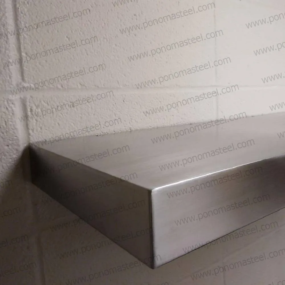 36"x12"x2.5" (cm.91x30.5x6.4) brushed stainless floating shelf with 2 LED lights