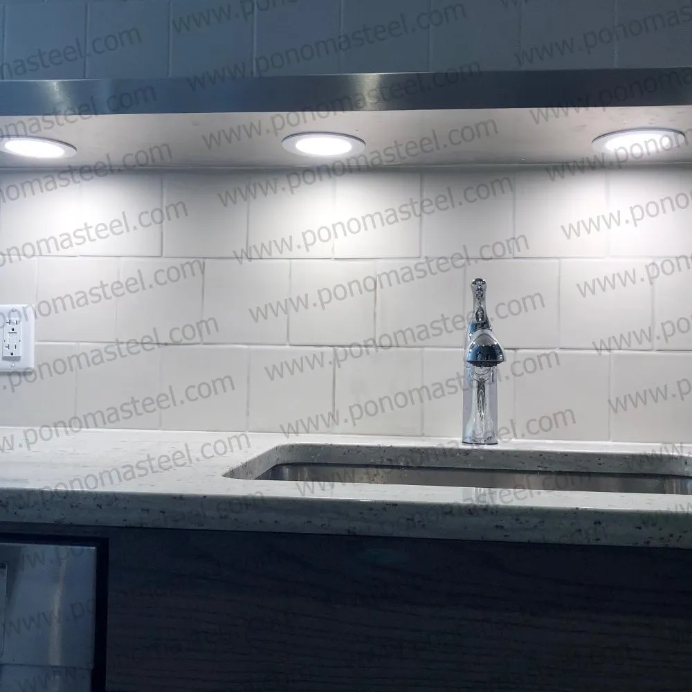 42"x10"x2.5" (cm.107x25.4x6.4) brushed stainless floating shelf with 2 LED lights