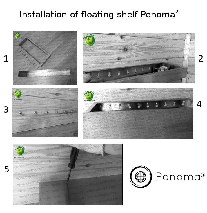 42"x10"x2.5" (cm.107x25.4x6.4) painted stainless floating shelf with 2 LED lights