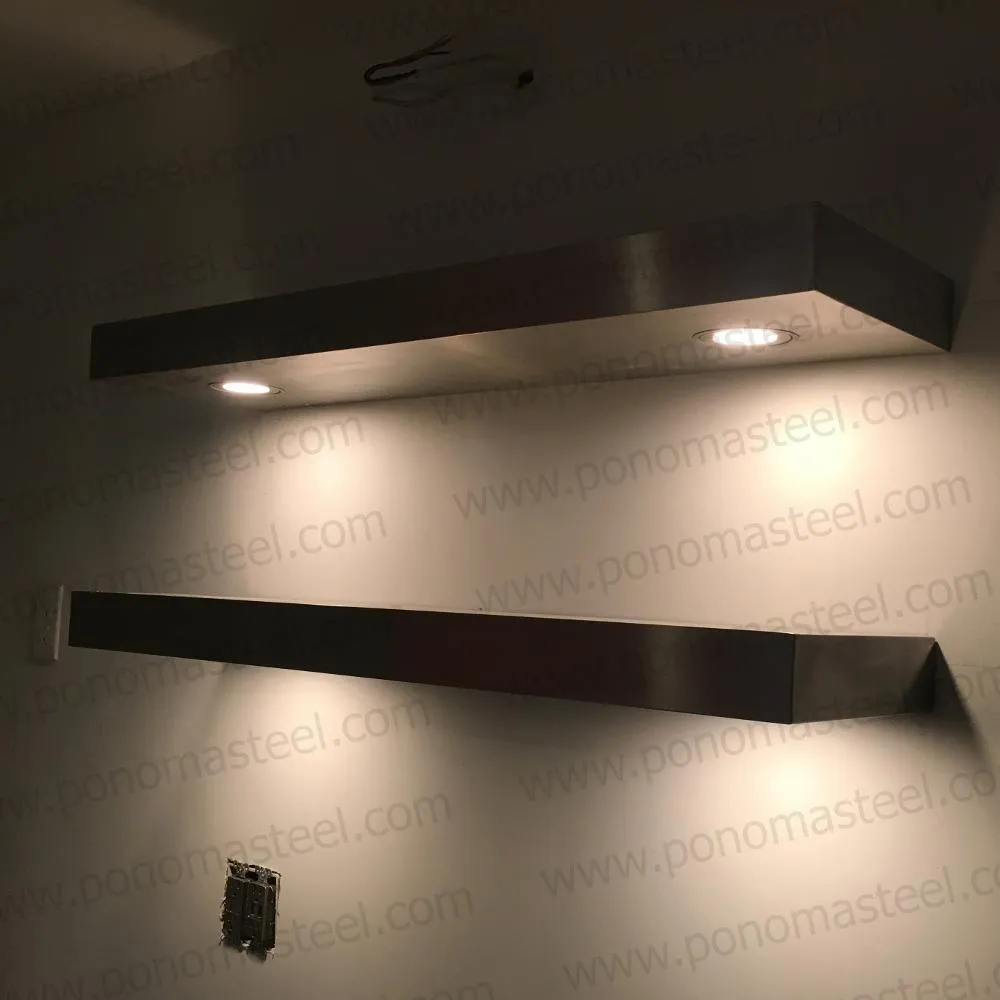 48"x12"x2.5" (cm.121.9x30.5x6.4)  stainless floating shelf with 2 LED lights