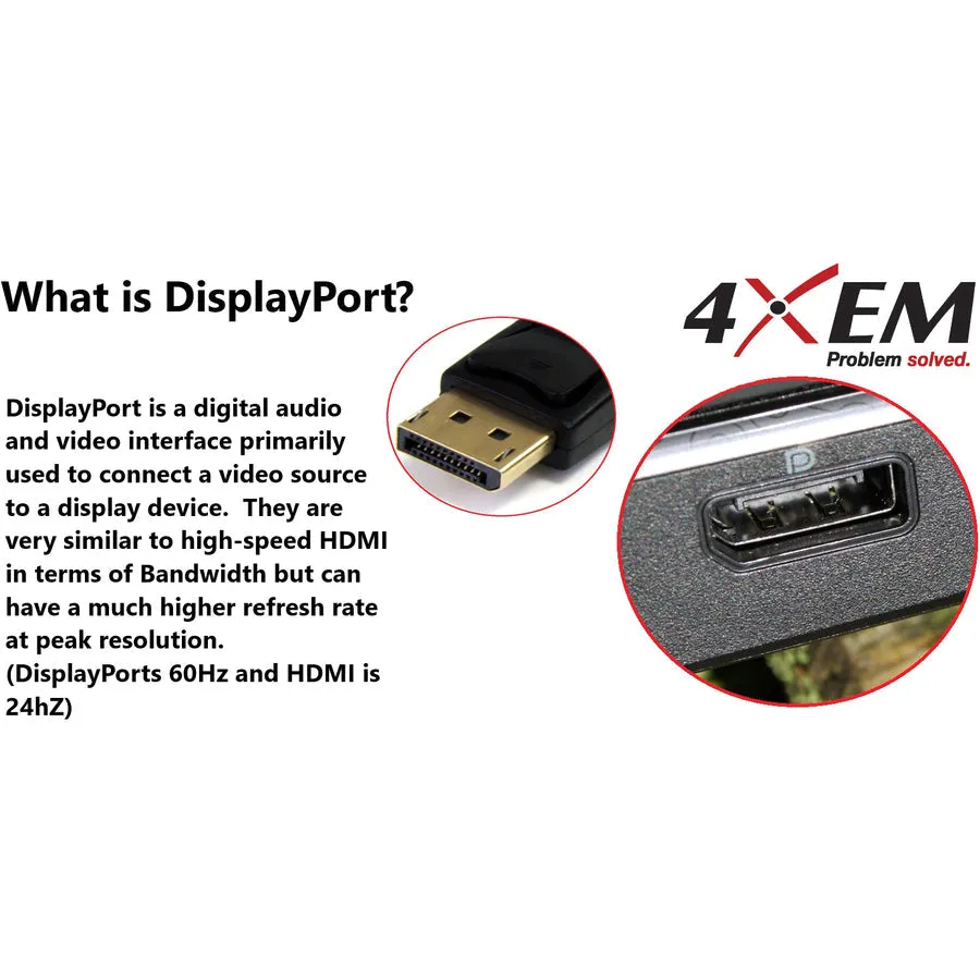 4XEM 10FT DisplayPort To VGA Adapter Cable - Black 4XDPMVGAM10FT