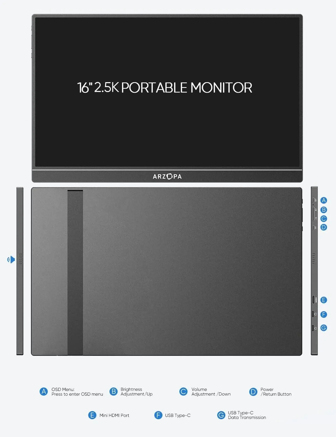 Arzopa Z1RC 16.0" 2K FHD Portable Monitor