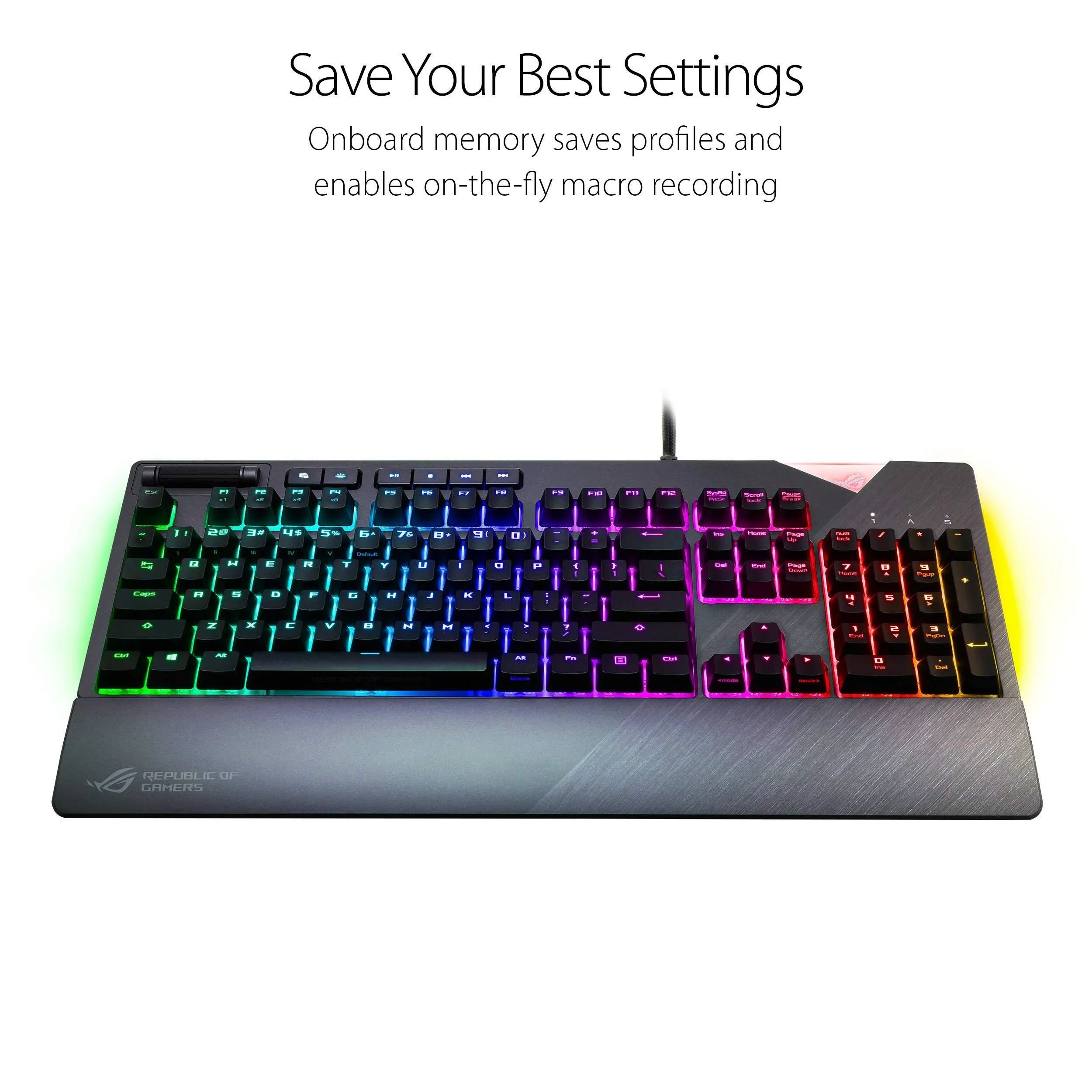 ASUS ROG Strix Flare (Cherry MX Red) Aura Sync RGB Mechanical Gaming Keyboard with Switches, Customizable Badge, USB Pass Through and Media Controls