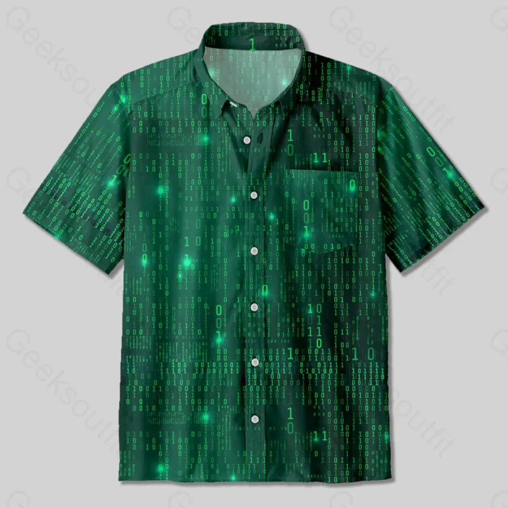 Binary Computer 1s and 0s Button Up Pocket Shirt