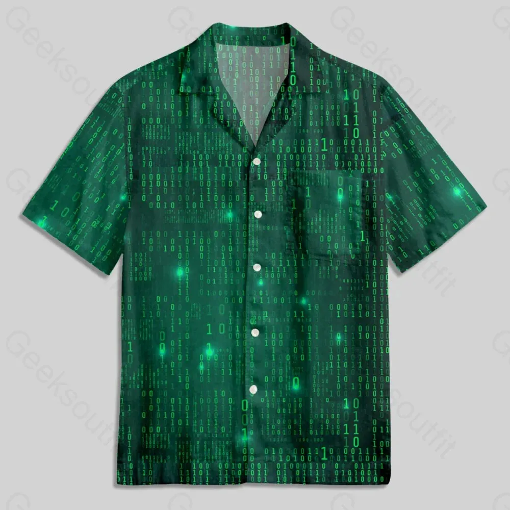 Binary Computer 1s and 0s Button Up Pocket Shirt