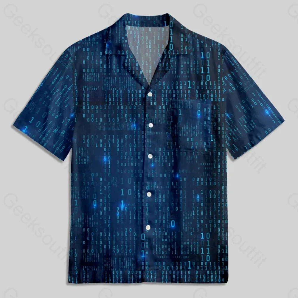 Binary Computer 1s and 0s Button Up Pocket Shirt