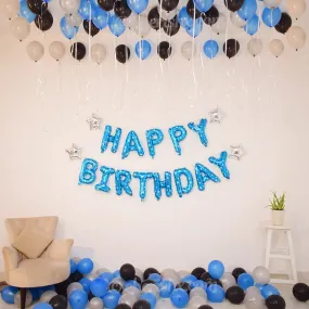 Birthday Decoration Blue & Silver 48 Pcs - Decoration for Husband, Wife, Boy, Girl