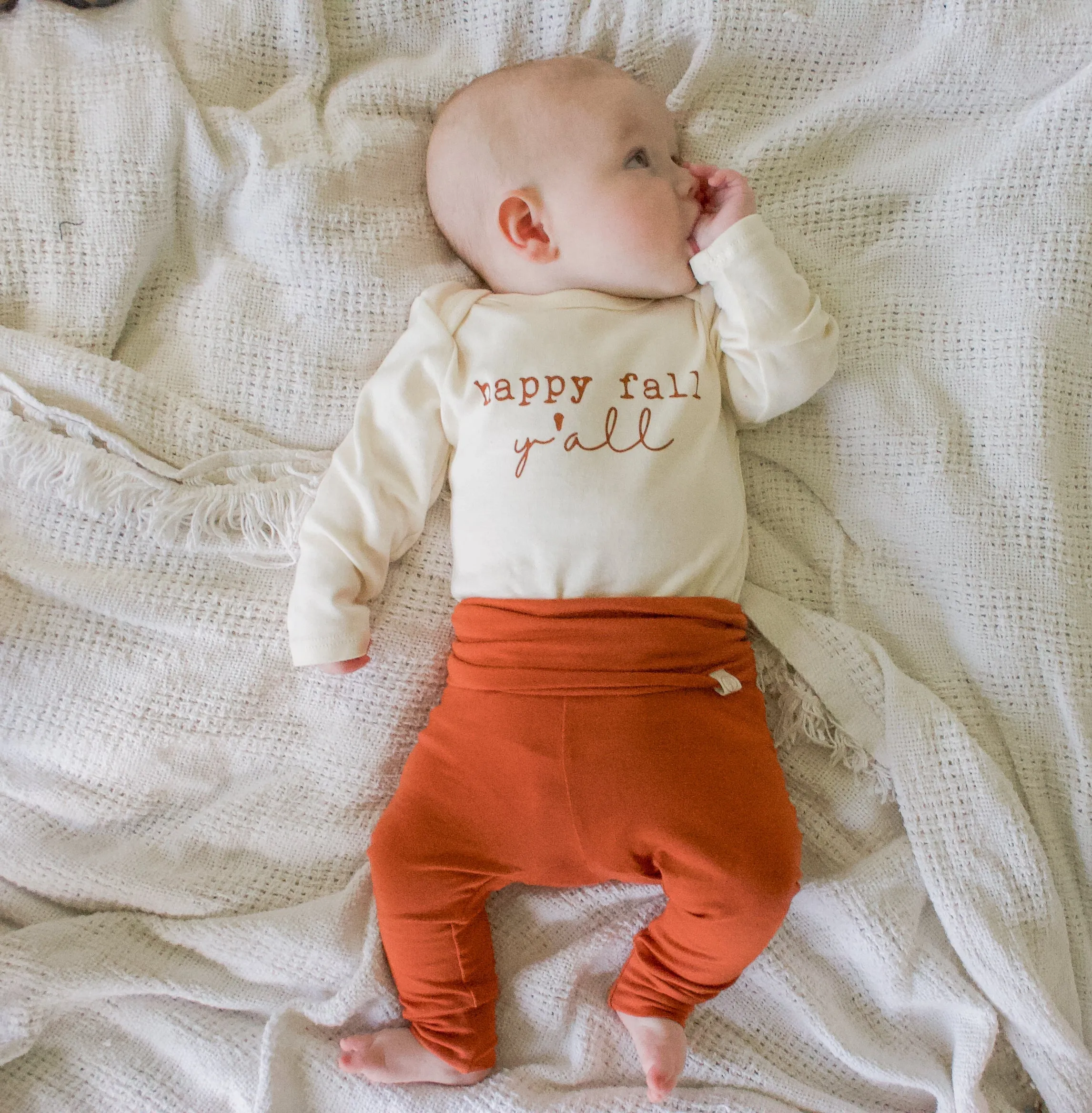 Happy Fall Y'all Organic Cotton Baby Bodysuit | Long Sleeve |