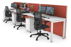 Horizon Quadro 3 Person Run Square Legs Office Workstation [1600L x 700W]