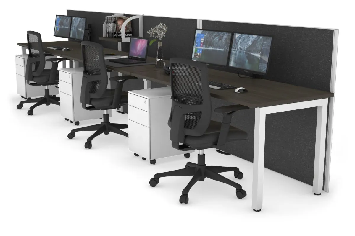 Horizon Quadro 3 Person Run Square Legs Office Workstation [1800L x 700W]