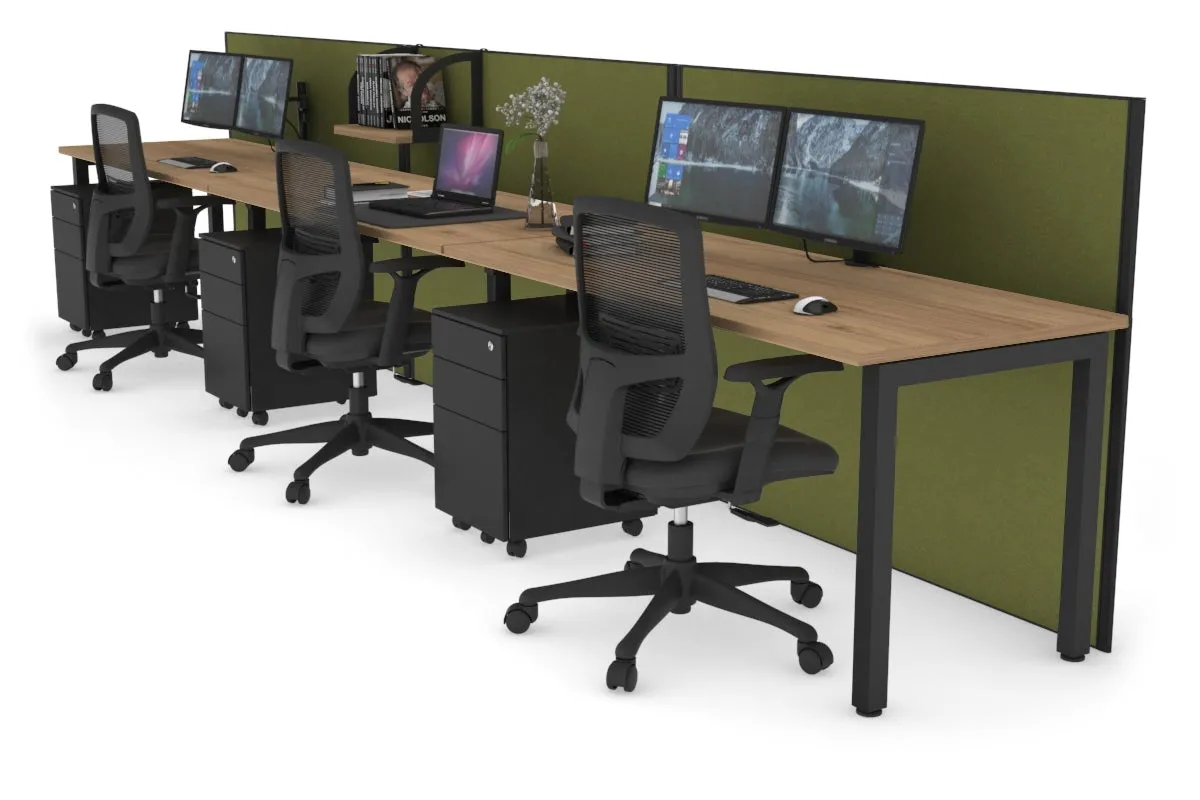 Horizon Quadro 3 Person Run Square Legs Office Workstation [1800L x 700W]