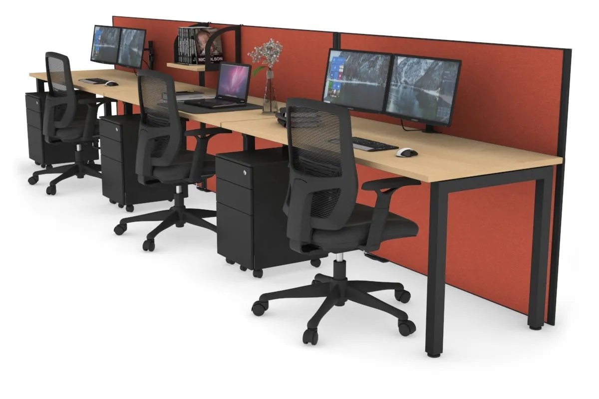 Horizon Quadro 3 Person Run Square Legs Office Workstation [1800L x 700W]