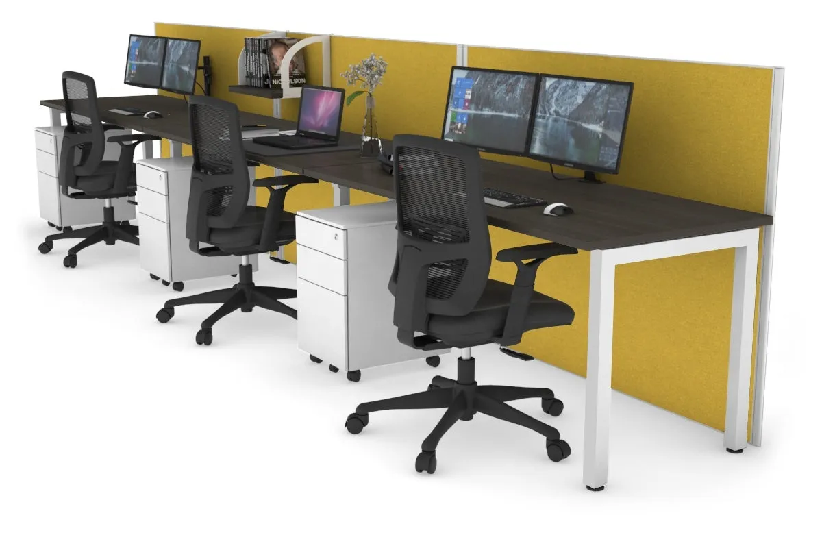 Horizon Quadro 3 Person Run Square Legs Office Workstation [1800L x 700W]