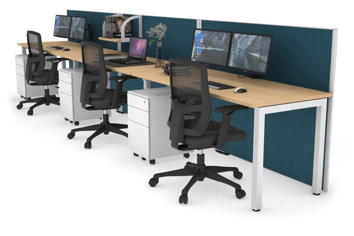 Horizon Quadro 3 Person Run Square Legs Office Workstation [1800L x 700W]