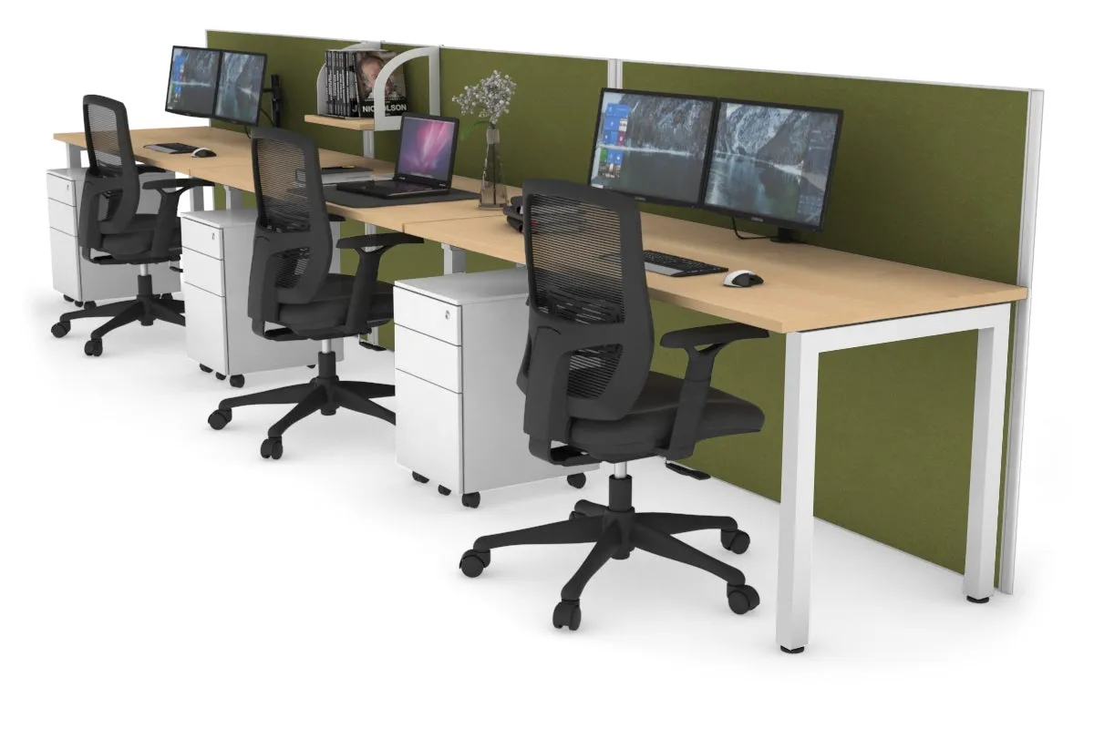 Horizon Quadro 3 Person Run Square Legs Office Workstation [1800L x 700W]