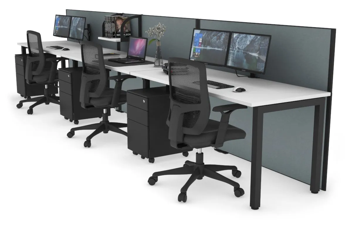 Horizon Quadro 3 Person Run Square Legs Office Workstation [1800L x 700W]