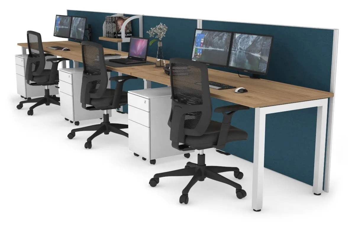 Horizon Quadro 3 Person Run Square Legs Office Workstation [1800L x 700W]