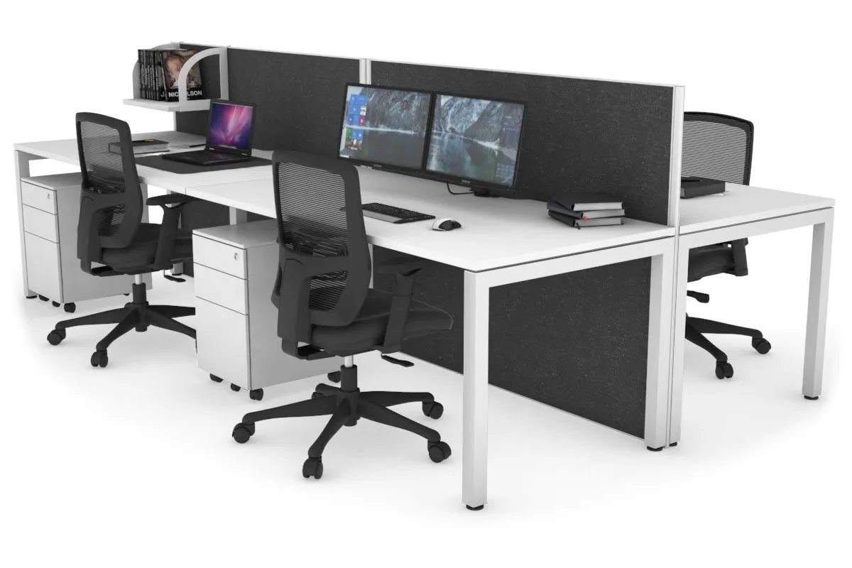 Horizon Quadro 4 Person Bench Square Legs Office Workstation [1200L x 800W with Cable Scallop]