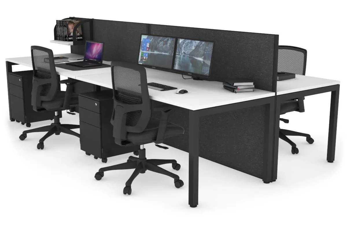 Horizon Quadro 4 Person Bench Square Legs Office Workstation [1200L x 800W with Cable Scallop]