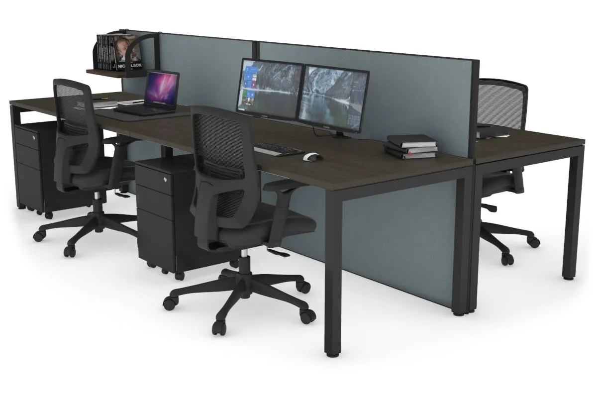 Horizon Quadro 4 Person Bench Square Legs Office Workstation [1200L x 800W with Cable Scallop]