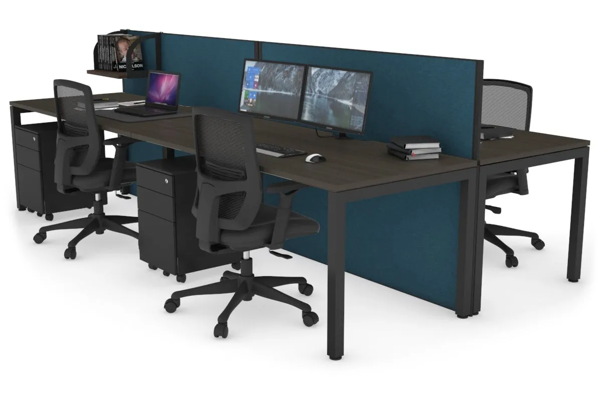 Horizon Quadro 4 Person Bench Square Legs Office Workstation [1200L x 800W with Cable Scallop]