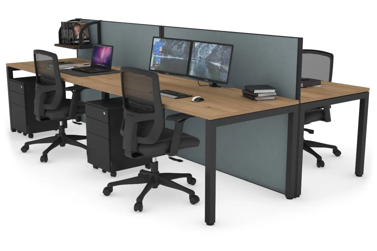 Horizon Quadro 4 Person Bench Square Legs Office Workstation [1200L x 800W with Cable Scallop]