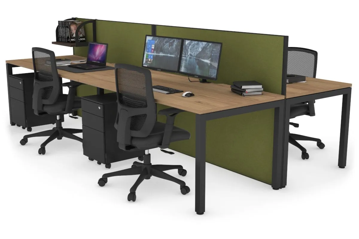 Horizon Quadro 4 Person Bench Square Legs Office Workstation [1200L x 800W with Cable Scallop]