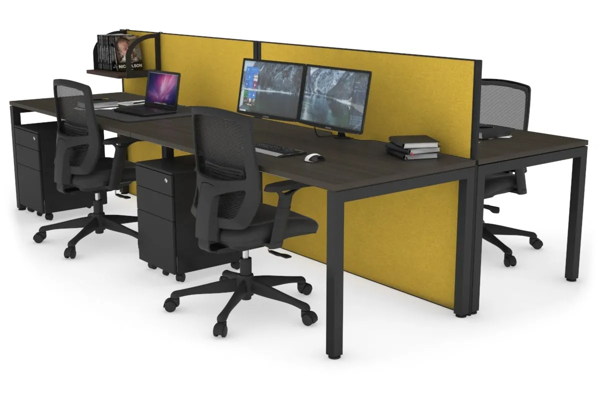 Horizon Quadro 4 Person Bench Square Legs Office Workstation [1200L x 800W with Cable Scallop]