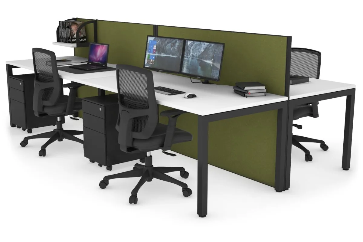 Horizon Quadro 4 Person Bench Square Legs Office Workstation [1200L x 800W with Cable Scallop]