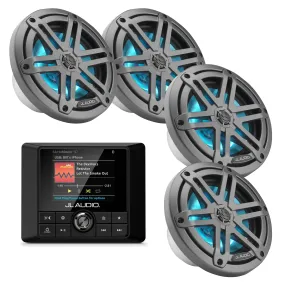 JL Audio MM50   x2 Pairs 6.5" M3-650X-S-GM-I Marine Speakers w/ LED Bundle