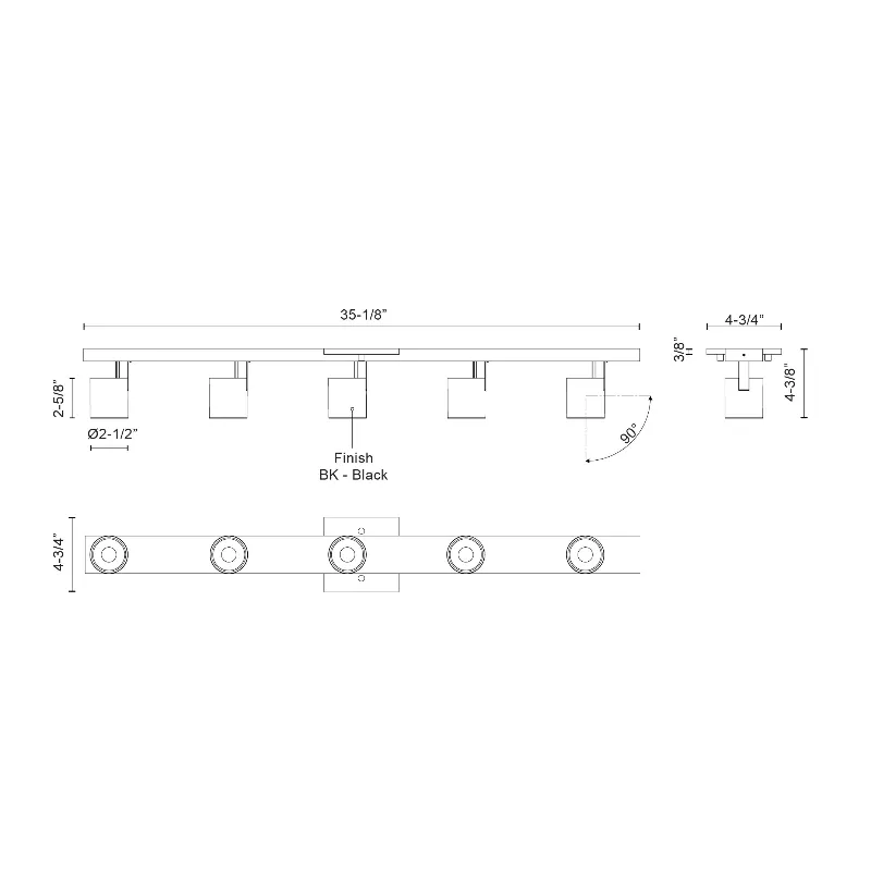 Kuzco TR19035 Arnold 5-lt LED Fixed Track Light