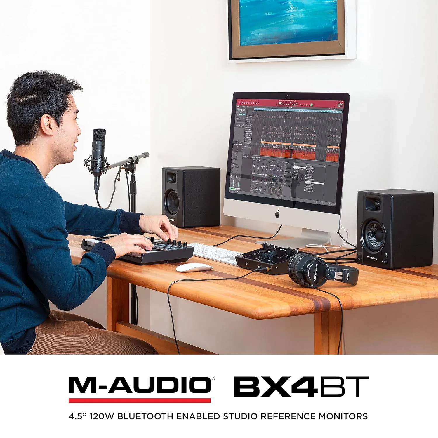 M-Audio BX4BT 4.5" Black Kevlar® 120-Watt Multimedia Bluetooth® Reference Monitors (pair) | Music Production | Live Streaming | Podcasting