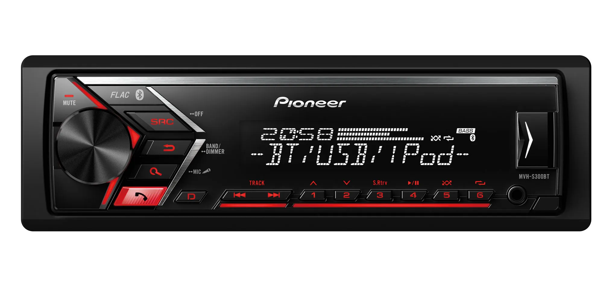 Magnetola automobiliui Pioneer MVH-S300BT, BLUETOOTH, USB, AUX