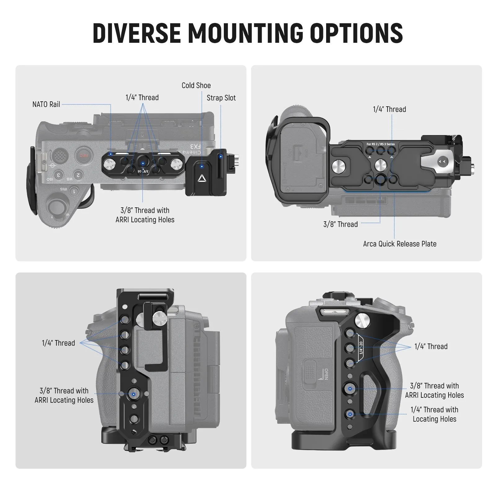 NEEWER Sony FX3/FX30 Camera Cage with HDMI Cable Clamp