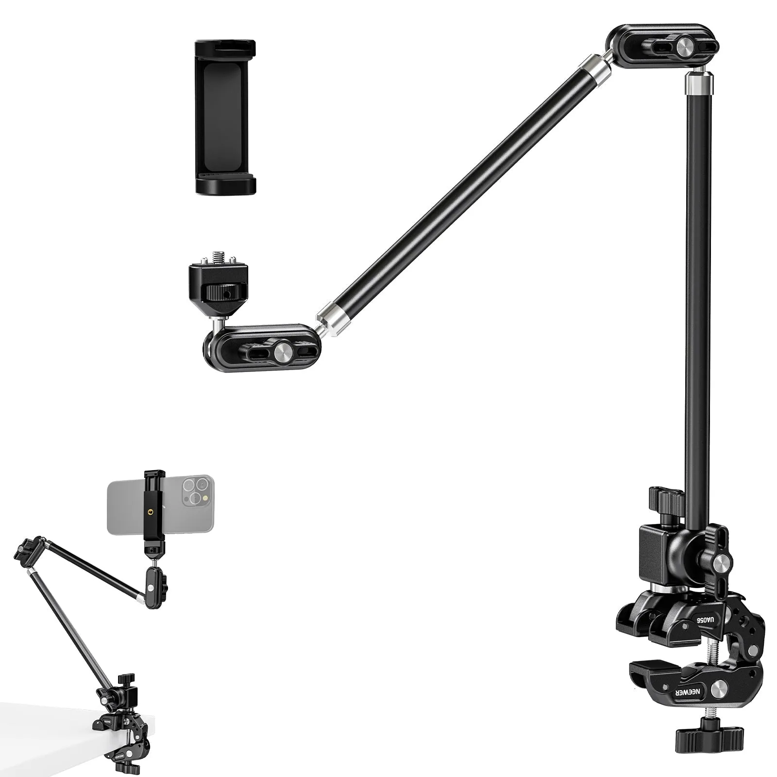 NEEWER UA056 30" Articulating Magic Arm with Super Clamp & Phone Holder