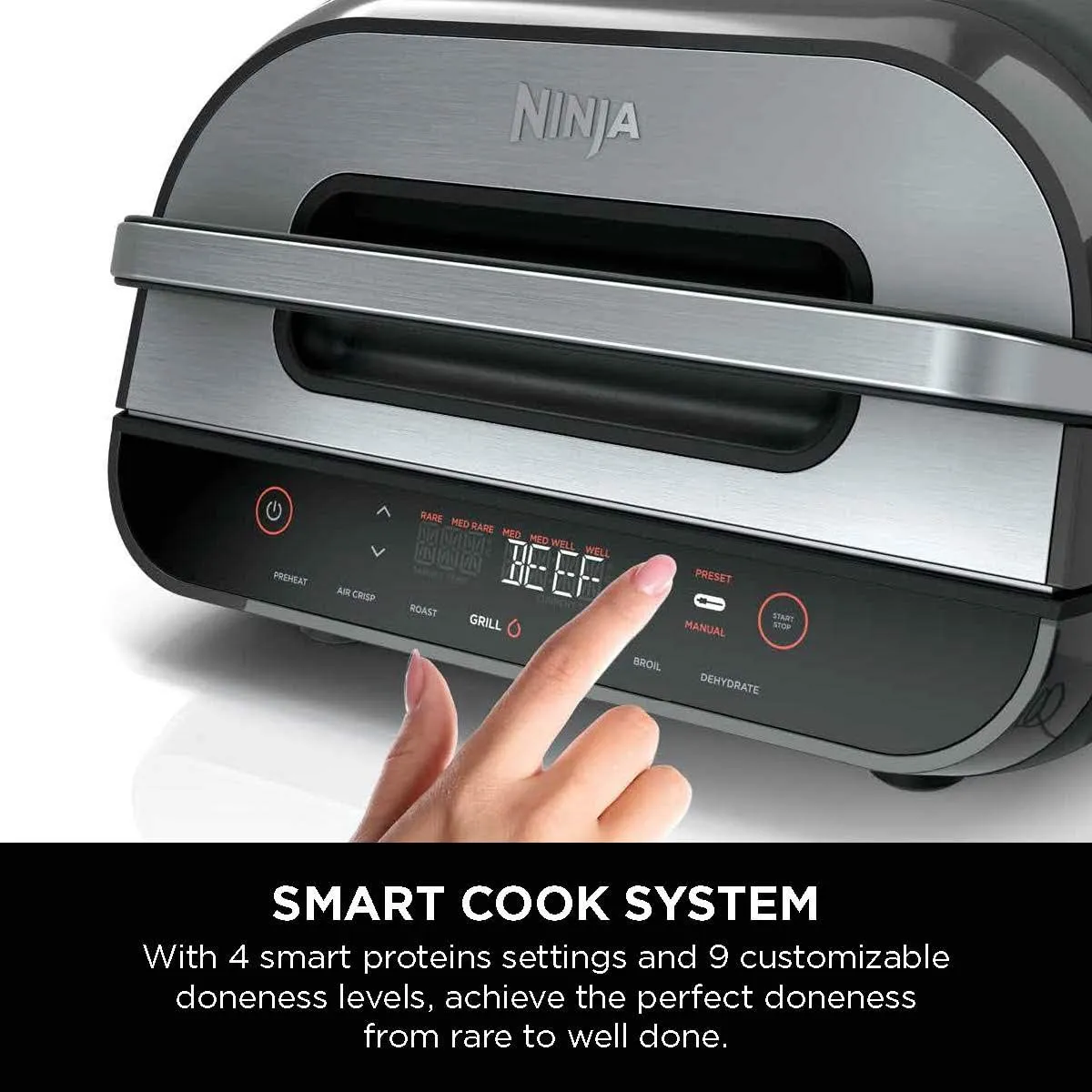 Ninja FG551 Foodi Smart XL 6-in-1 Indoor Grill with Air Fry, Roast, Bake, Broil & Dehydrate, Smart Thermometer (FG551)