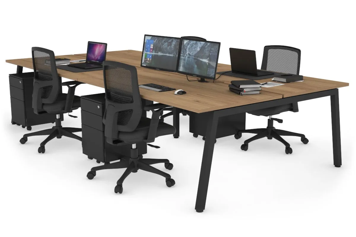 Quadro 4 Person Office Workstation [1400L x 800W with Cable Scallop]