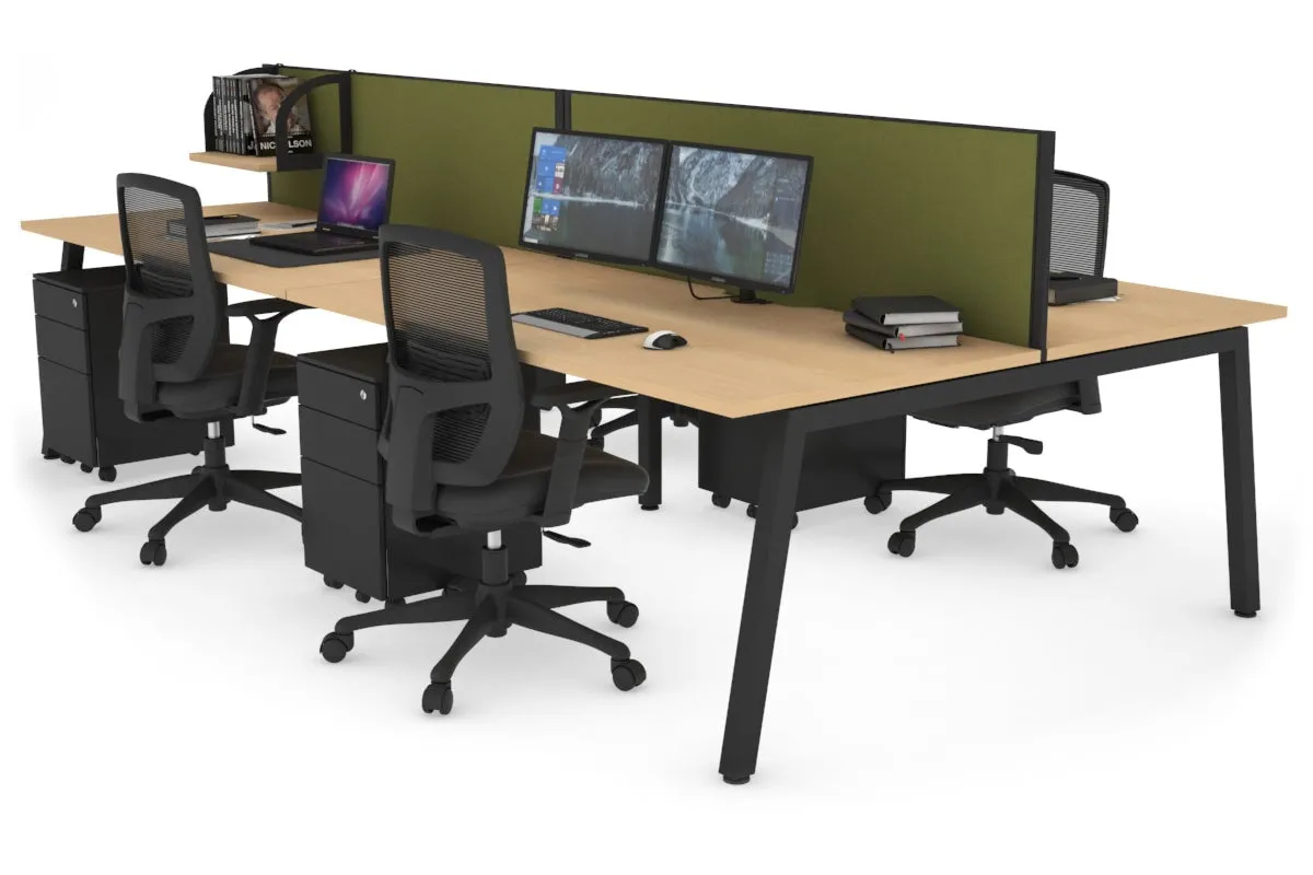 Quadro 4 Person Office Workstation [1400L x 800W with Cable Scallop]