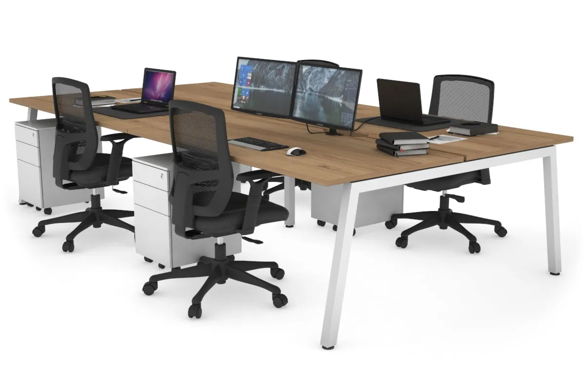 Quadro 4 Person Office Workstation [1400L x 800W with Cable Scallop]