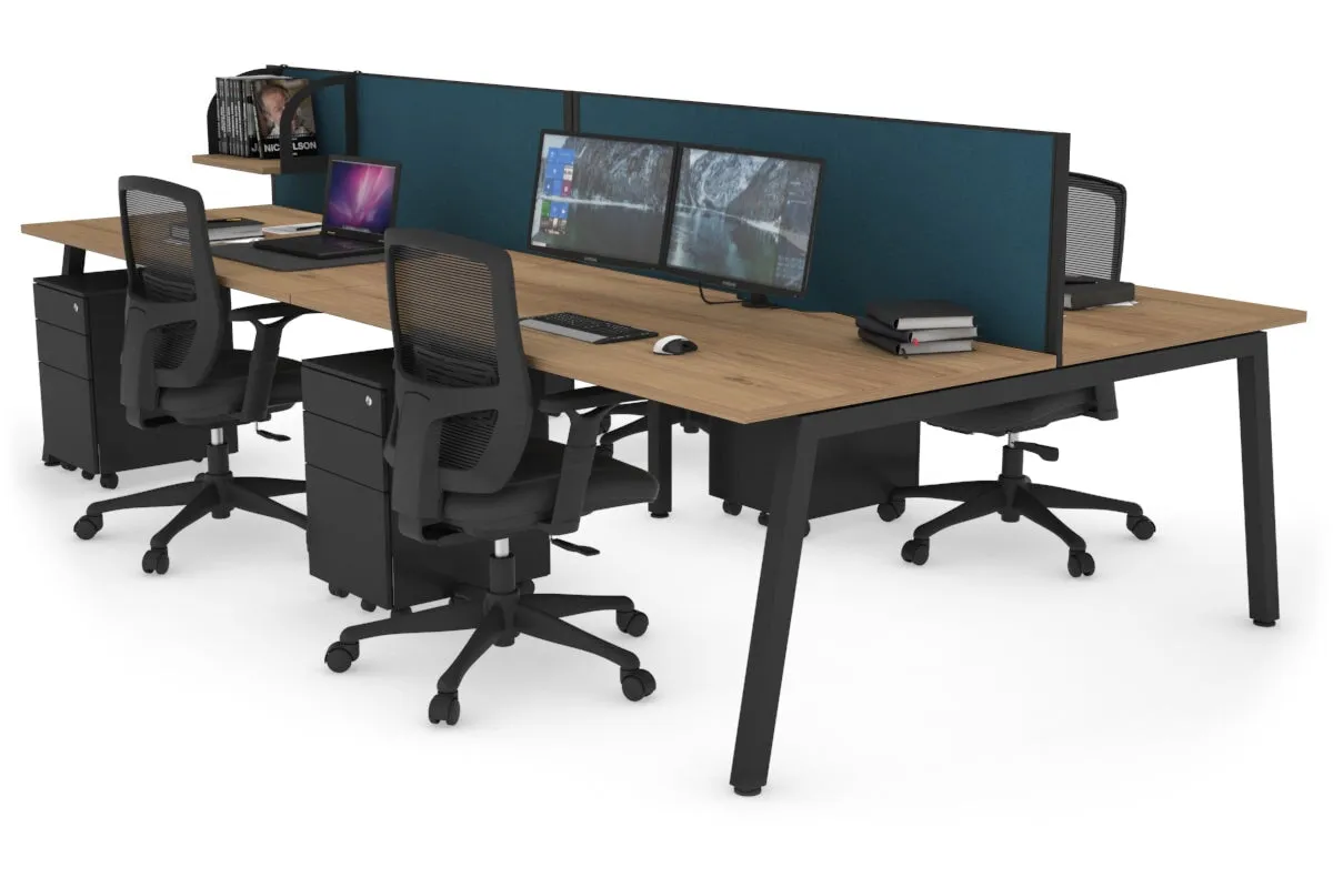 Quadro 4 Person Office Workstation [1400L x 800W with Cable Scallop]