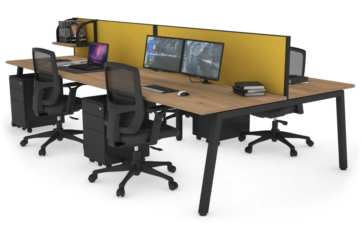 Quadro 4 Person Office Workstation [1400L x 800W with Cable Scallop]