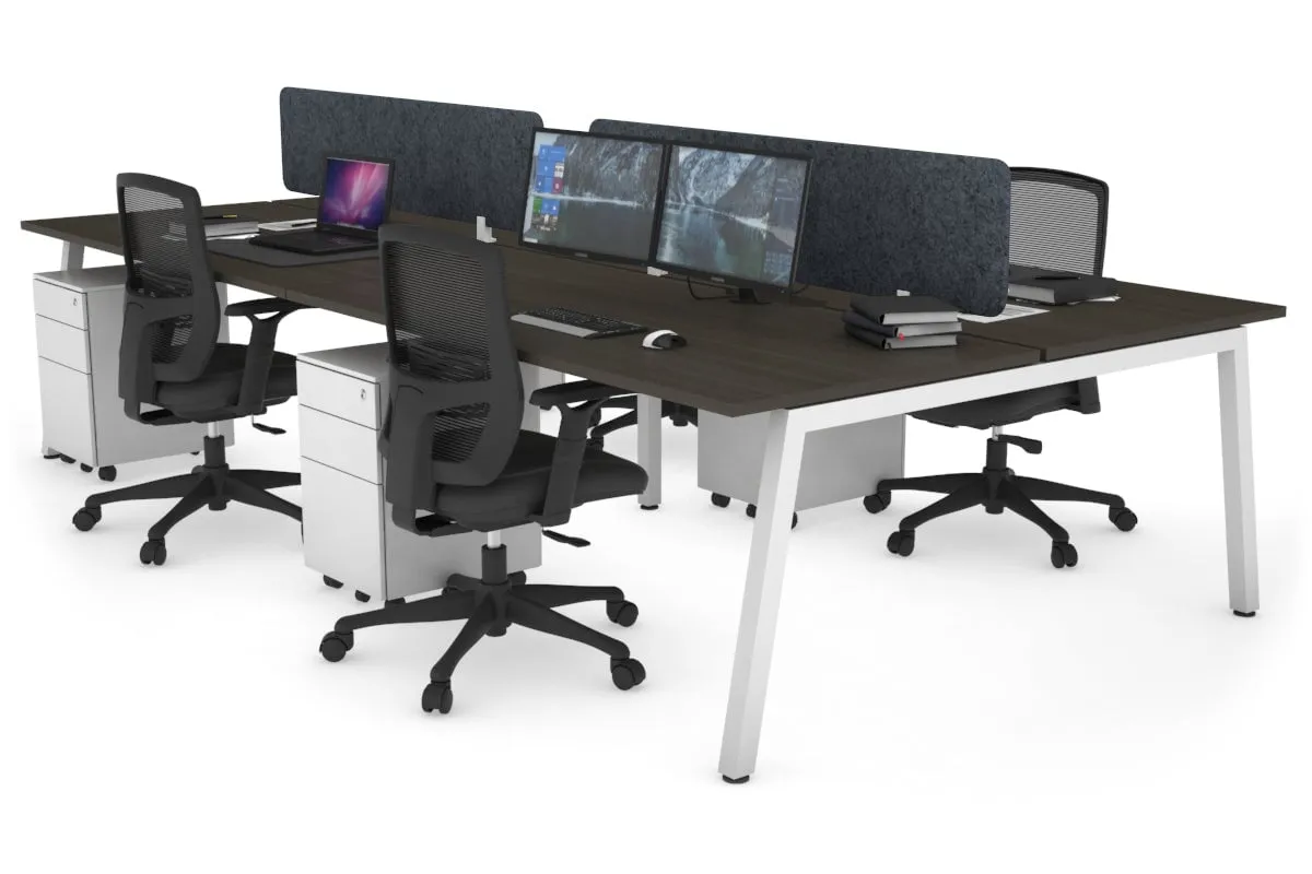 Quadro 4 Person Office Workstation [1400L x 800W with Cable Scallop]