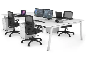 Quadro 4 Person Office Workstation [1400L x 800W with Cable Scallop]