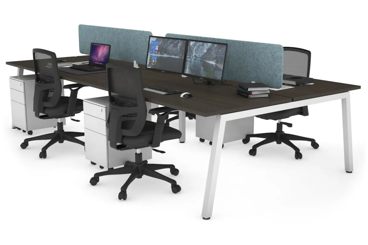 Quadro 4 Person Office Workstation [1400L x 800W with Cable Scallop]