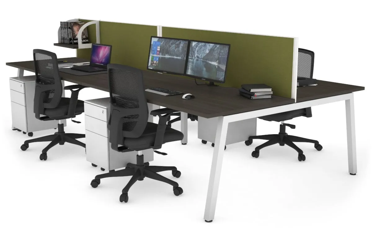 Quadro 4 Person Office Workstation [1400L x 800W with Cable Scallop]