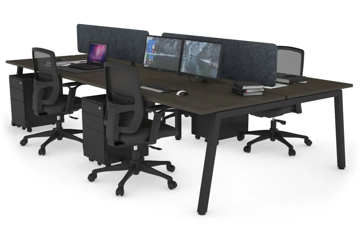 Quadro 4 Person Office Workstation [1400L x 800W with Cable Scallop]