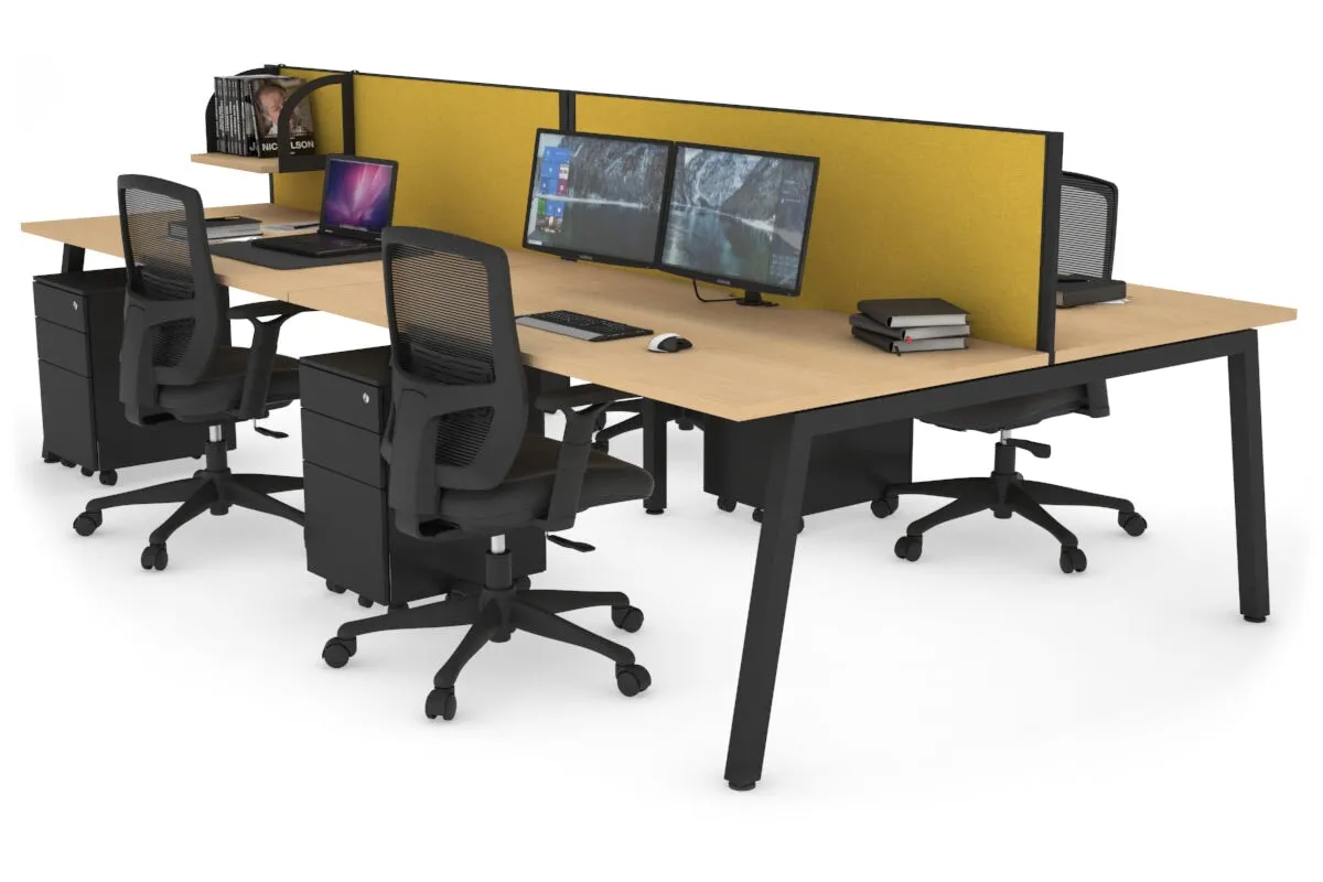 Quadro 4 Person Office Workstation [1400L x 800W with Cable Scallop]