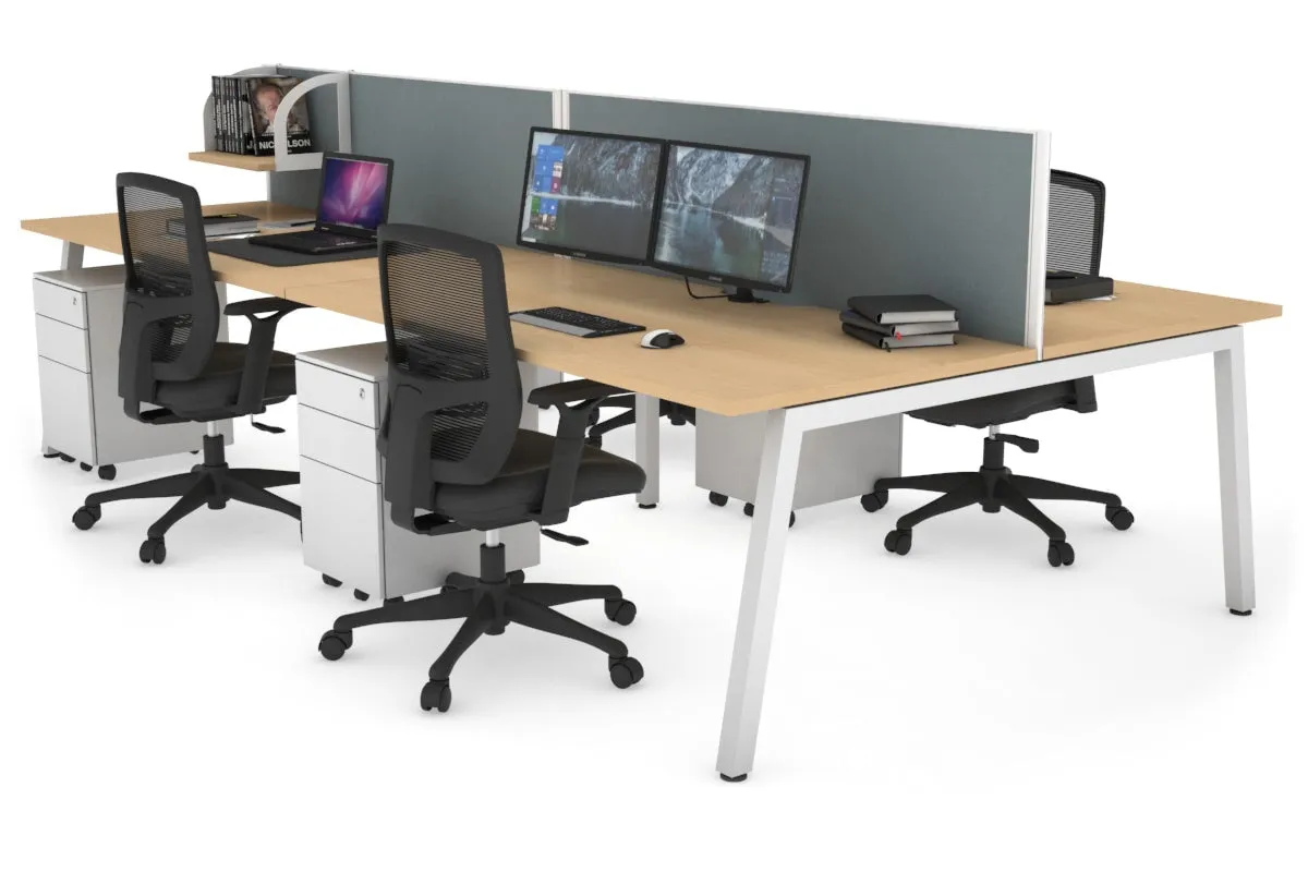 Quadro 4 Person Office Workstation [1400L x 800W with Cable Scallop]